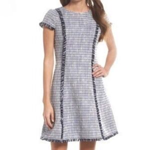 Eliza J Blue and White Tweed Dress